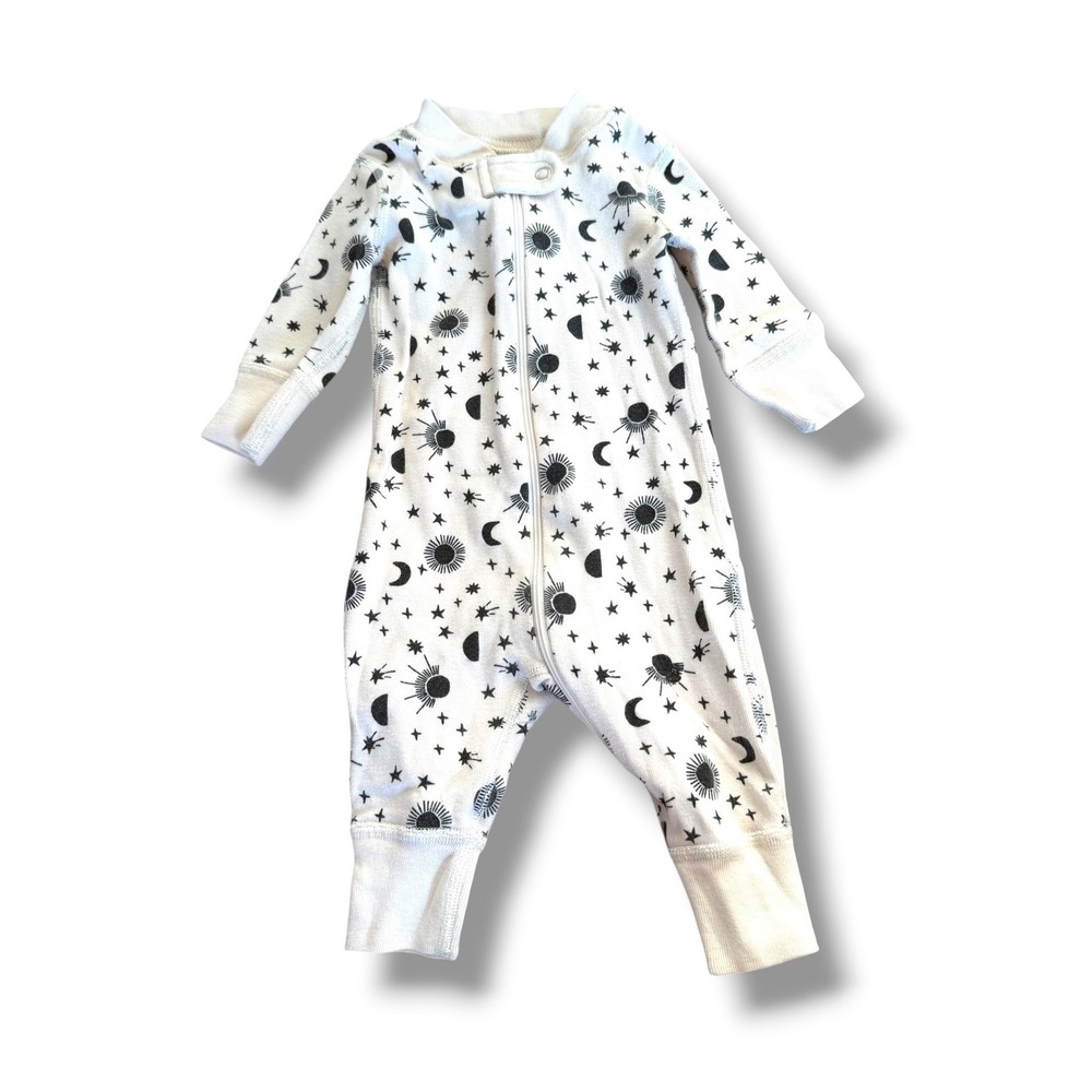 Hanna Andersson Moonlight on Ecru Sleeper Baby 0-3M Organic Cotton Celestial